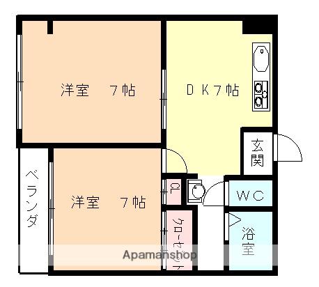 レジデンス江尻(2DK/1階)の間取り写真