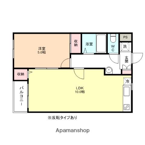 ソレイユ能町南(1LDK/3階)の間取り写真