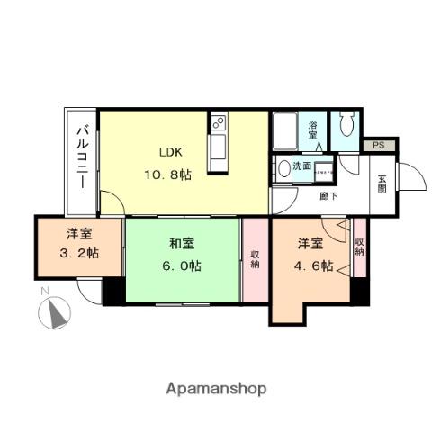 信開トピア駅南(3LDK/4階)の間取り写真