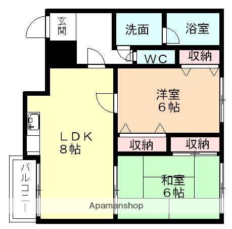 信開ラザール共栄(2LDK/3階)の間取り写真
