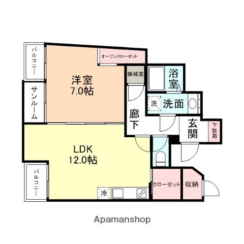 マンションサンライズ(1LDK/7階)の間取り写真