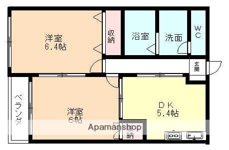 ドリームハウス砺波(2K/1階)の間取り写真