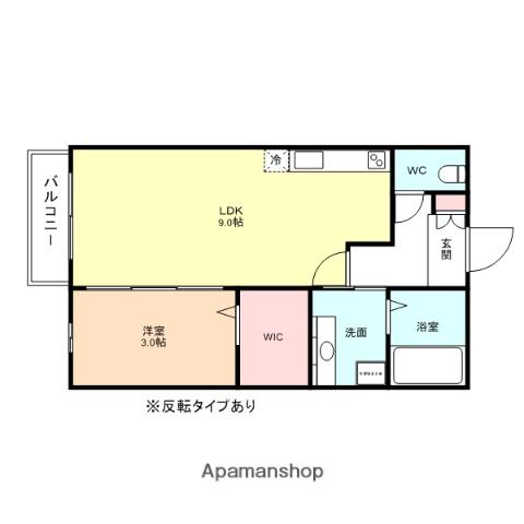 フルール・ド・ヴェール(1LDK/3階)の間取り写真