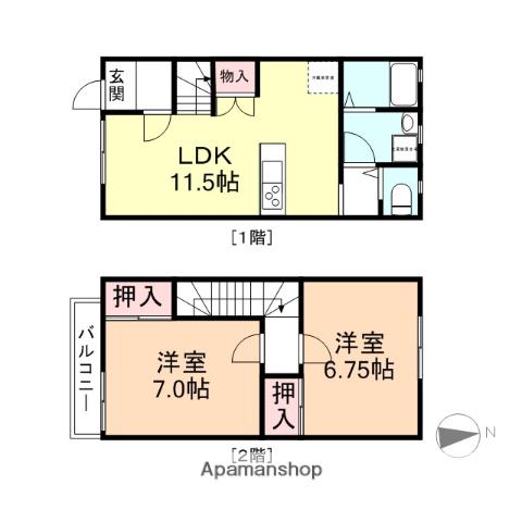 クレアード上関(2LDK/1階)の間取り写真