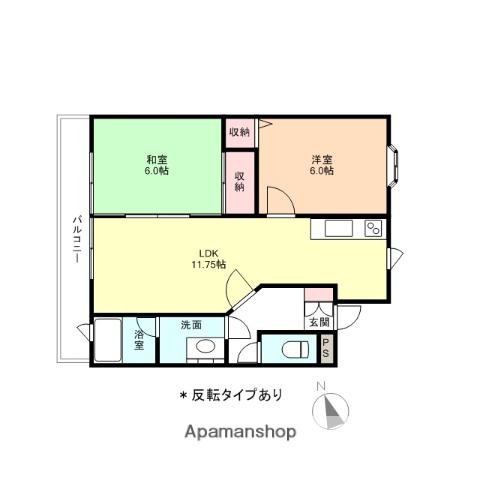コーポ万葉(2LDK/2階)の間取り写真
