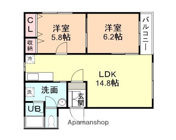 ピュアライフⅢ(2LDK/3階)の間取り写真