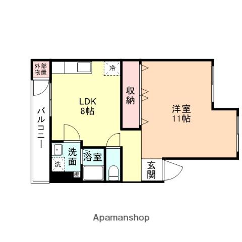 館出マンション(1LDK/3階)の間取り写真