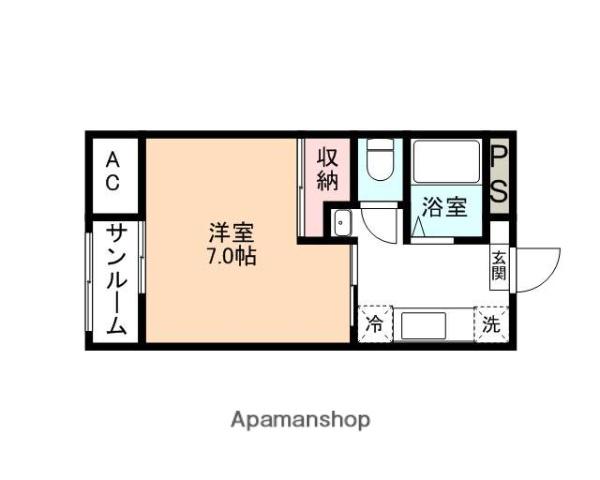 グリーンヒルズ1号館(1K/3階)の間取り写真