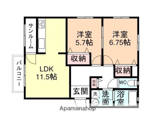 T-スクエア(2LDK/2階)の間取り写真