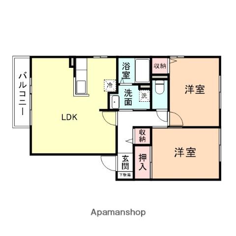サザン・クロスB棟(2LDK/2階)の間取り写真