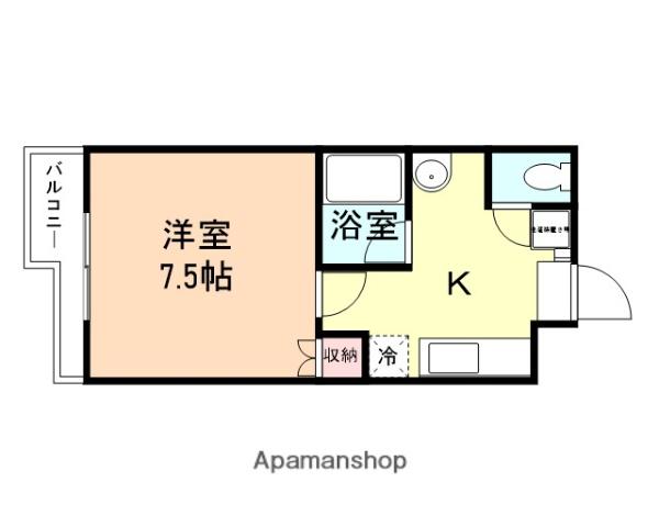 パールハウス(1K/2階)の間取り写真