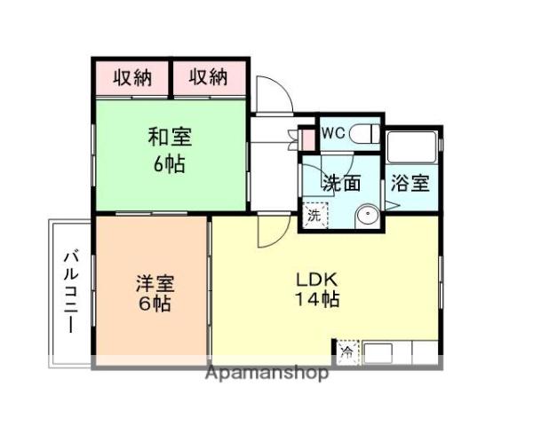 フレグランス南台(2LDK/2階)の間取り写真