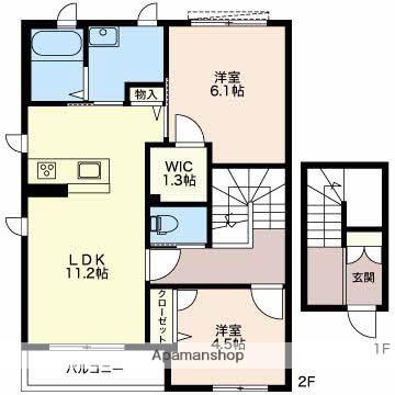 シャーメゾン赤田(2LDK/2階)の間取り写真