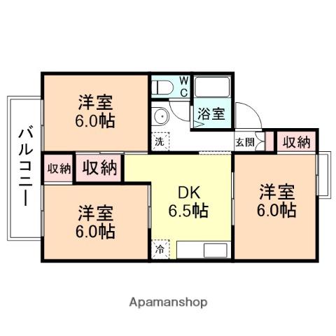 パレーシャル堀川(3DK/2階)の間取り写真