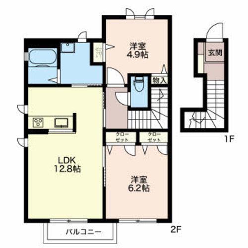 メゾンレコルト(2LDK/2階)の間取り写真