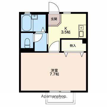 イゾラベラ呉羽(1K/2階)の間取り写真