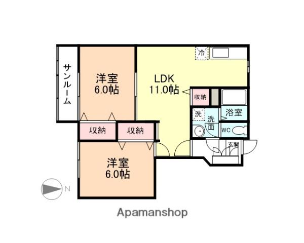 ヴィラ・アエロポールⅣ(2LDK/1階)の間取り写真