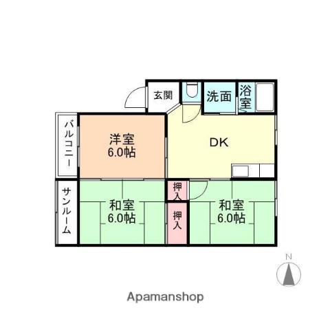 コーポ秋峰(3DK/2階)の間取り写真