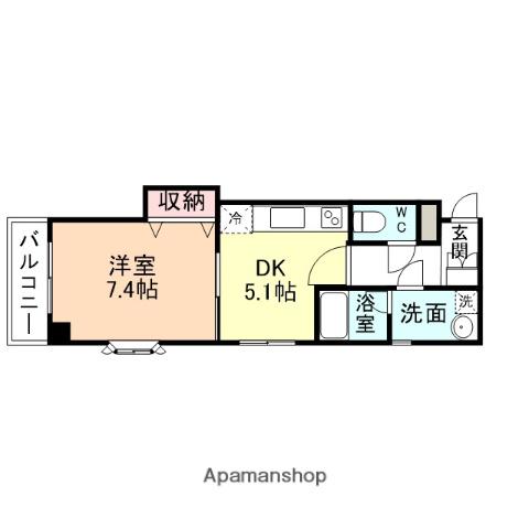 サンライズ五福公園(1DK/4階)の間取り写真