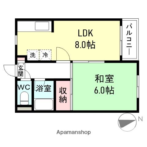 グリーンハイム ユー&ユー(1LDK/3階)の間取り写真