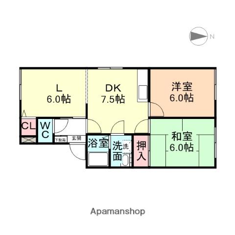 フォーブル石金A(2LDK/2階)の間取り写真