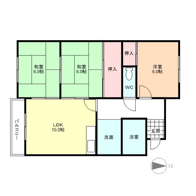 フジハイツ(3LDK/2階)の間取り写真