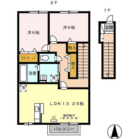 ブランズコート(2LDK/2階)の間取り写真