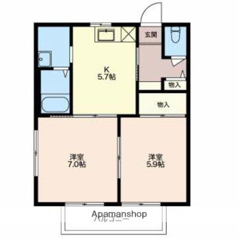プチメゾンコスギ(2K/2階)の間取り写真
