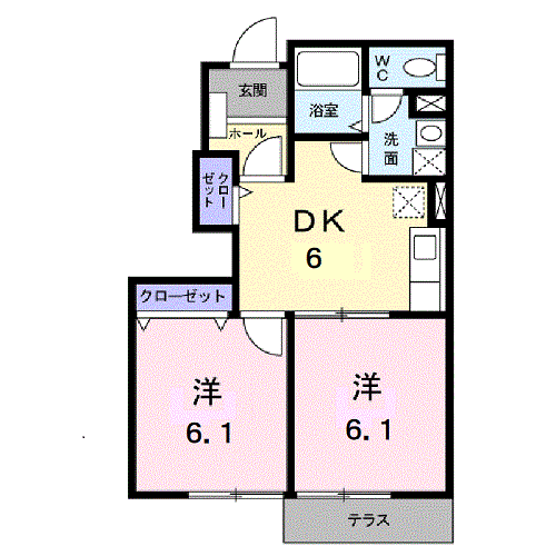 ベルモアGINZA(2DK/1階)の間取り写真