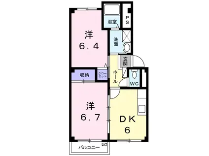 ブルーリオンⅡ(2DK/2階)の間取り写真