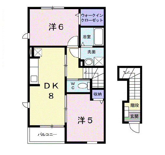 エレガンスヤツオE(2DK/2階)の間取り写真