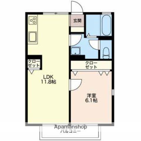 レジデンス青樹B(1LDK/1階)の間取り写真