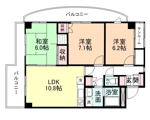 エクシーブ中野(3LDK/2階)の間取り写真