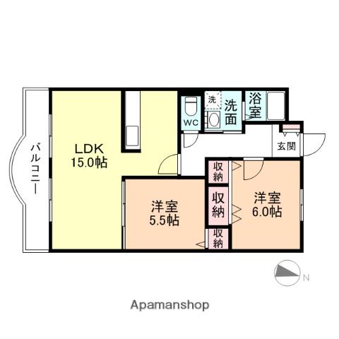 HEARTFUL CLAIR(2LDK/3階)の間取り写真