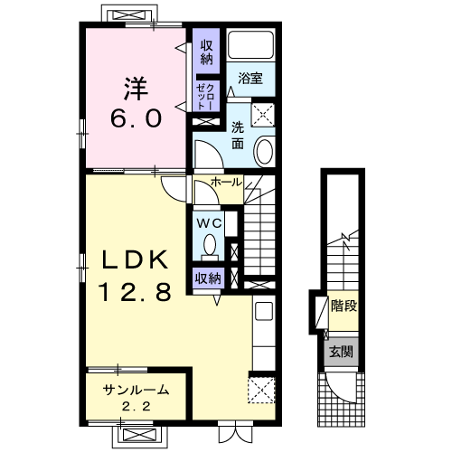 カーサ オリージャ(1LDK/2階)の間取り写真