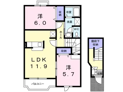 エスペランス・K(2LDK/2階)の間取り写真