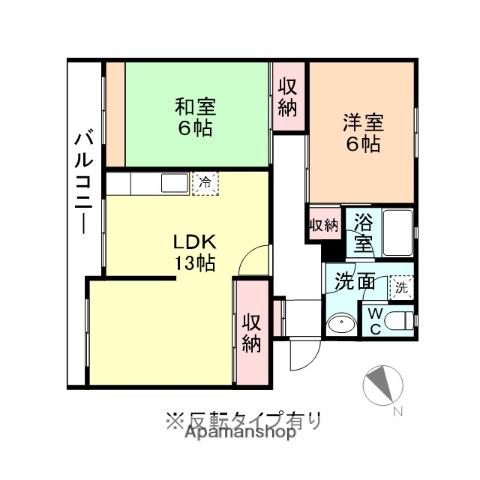 ガーデンハイツ奥田(2LDK/2階)の間取り写真