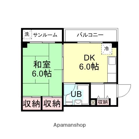 ライフコート(1DK/3階)の間取り写真