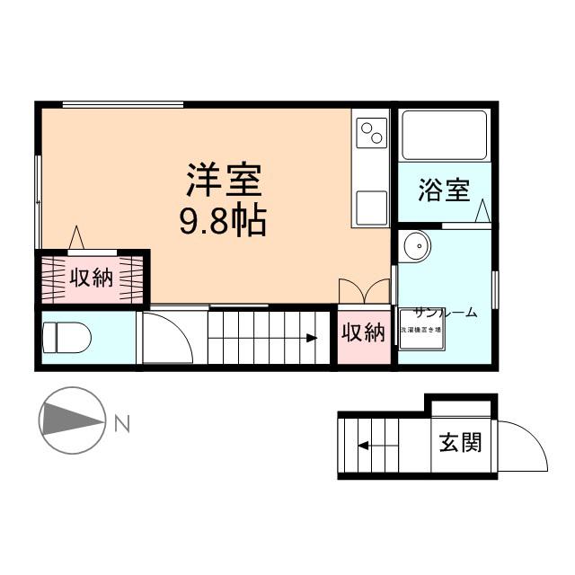 カーサ・コモード茶屋(ワンルーム/2階)の間取り写真