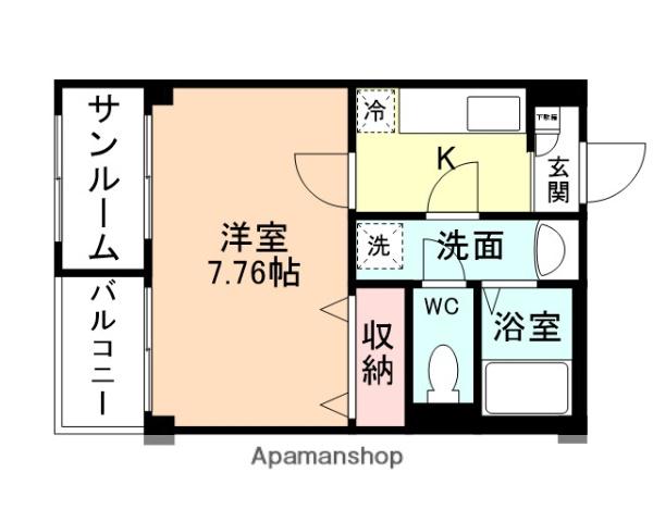 プリズム婦中Ⅰ(1K/1階)の間取り写真