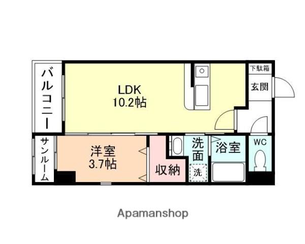 AMAYER TROIS(1LDK/2階)の間取り写真