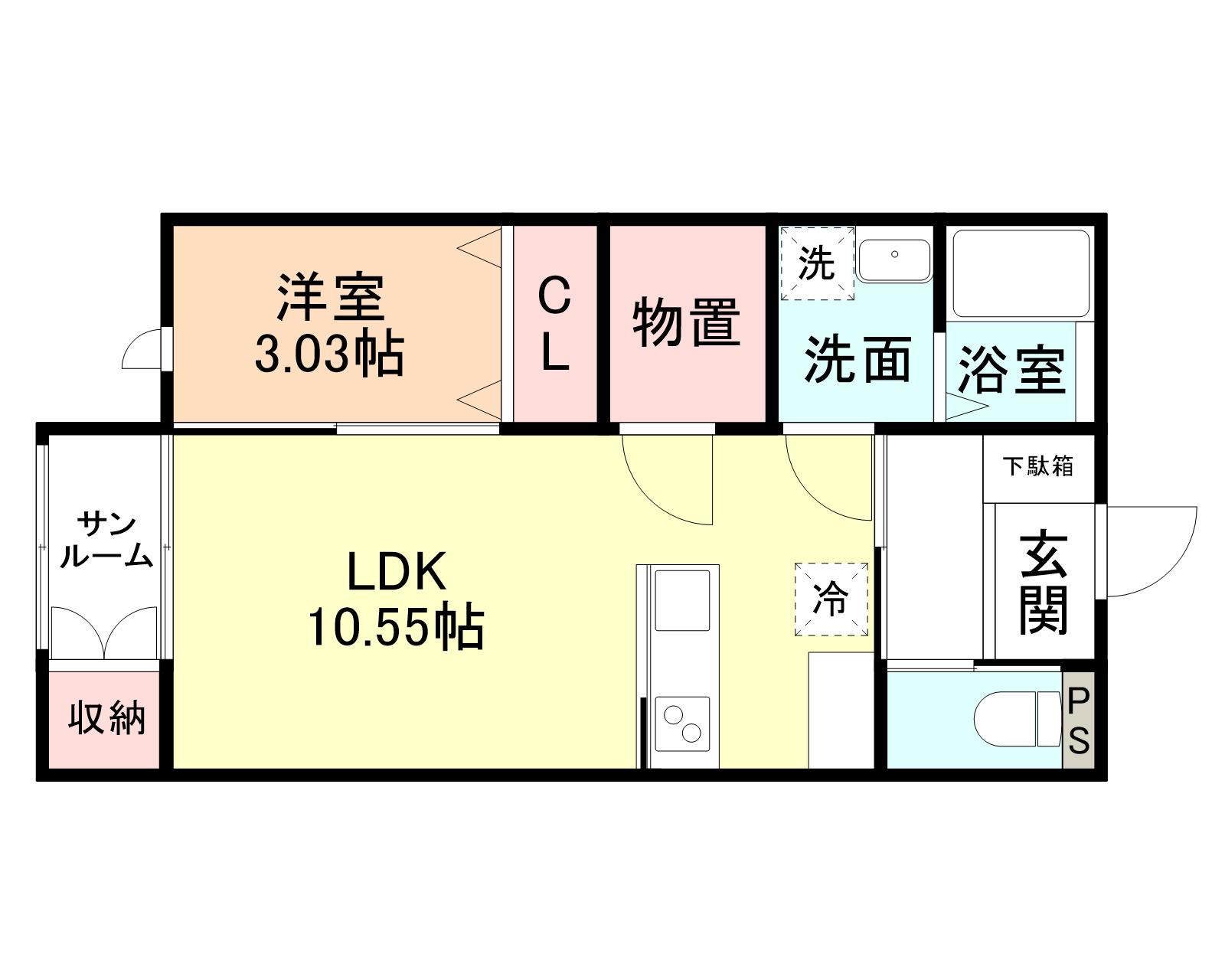 CLOVER KUBOMOTO(1LDK/1階)の間取り写真