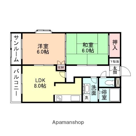 ウェルネスハイツ堀(2LDK/1階)の間取り写真