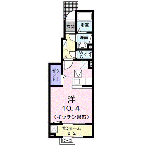 アミスターK Ⅱ(1K/1階)の間取り写真