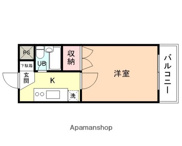 パープルハイム(1K/2階)の間取り写真
