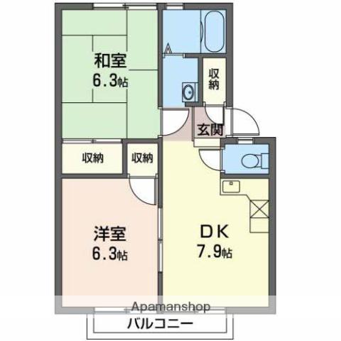アトレ堀川A(2DK/1階)の間取り写真
