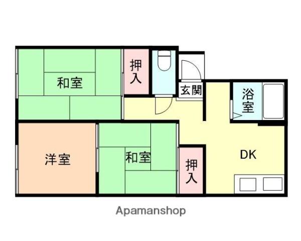 プレジールクレハ(3DK/2階)の間取り写真