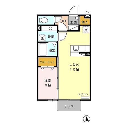 ルシエル(1LDK/1階)の間取り写真