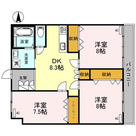 J-HOUSE杉田(3DK/2階)の間取り写真