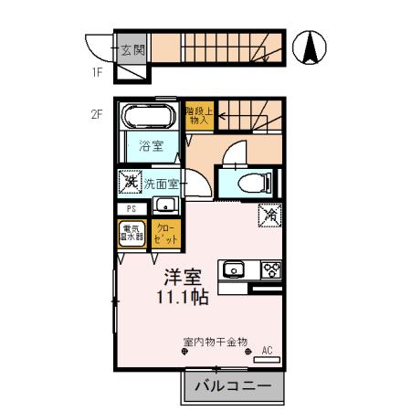 D-ROOM富山(ワンルーム/2階)の間取り写真